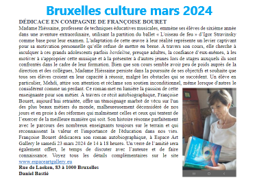 Bruxelles Culture mars 2024 Françoise Bouret